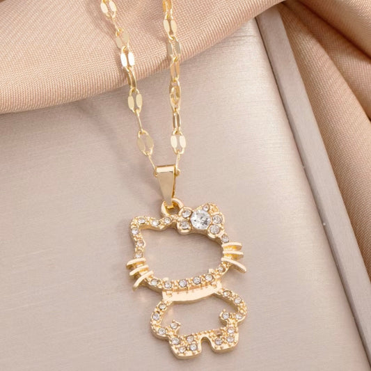 Elegant Gold Kitty Pendant Necklace – Cute Minimal Cat Jewelry for Women