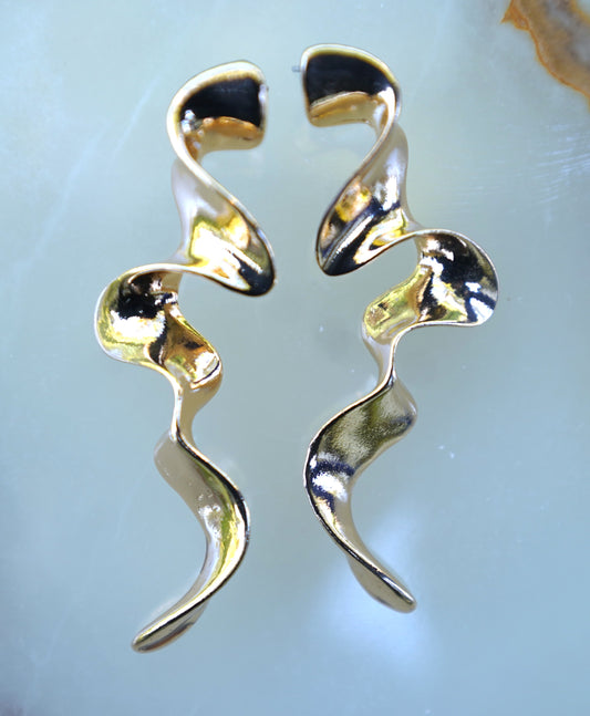 Vintage Punk Irregular Metal Twisted Long Drop Earrings