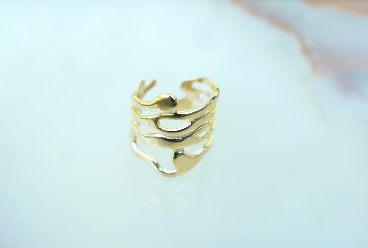 Elegant Hollow Wide Open Stainless Steel Ring For Women