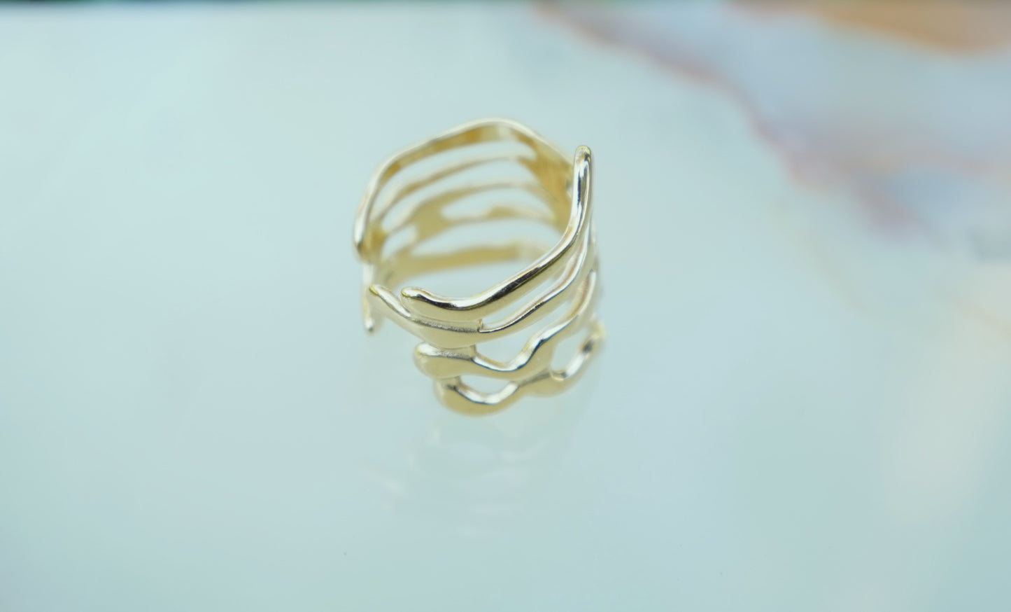Elegant Hollow Wide Open Stainless Steel Ring For Women