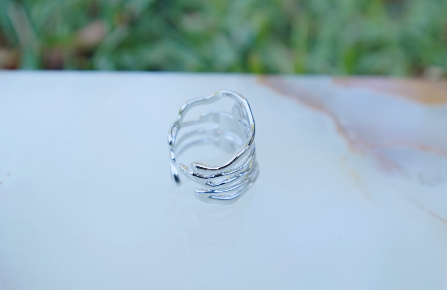 Elegant Hollow Wide Open Stainless Steel Ring For Women