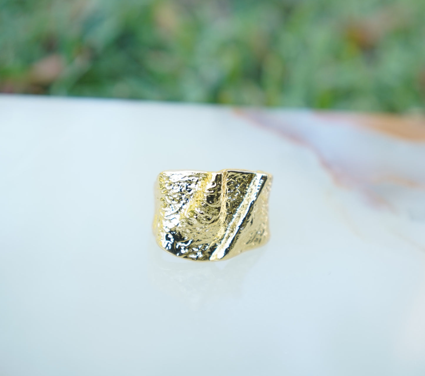 Elegant 18k Gold-Plated Stainless Steel Open Ring - Waterproof & Fade-Resistant