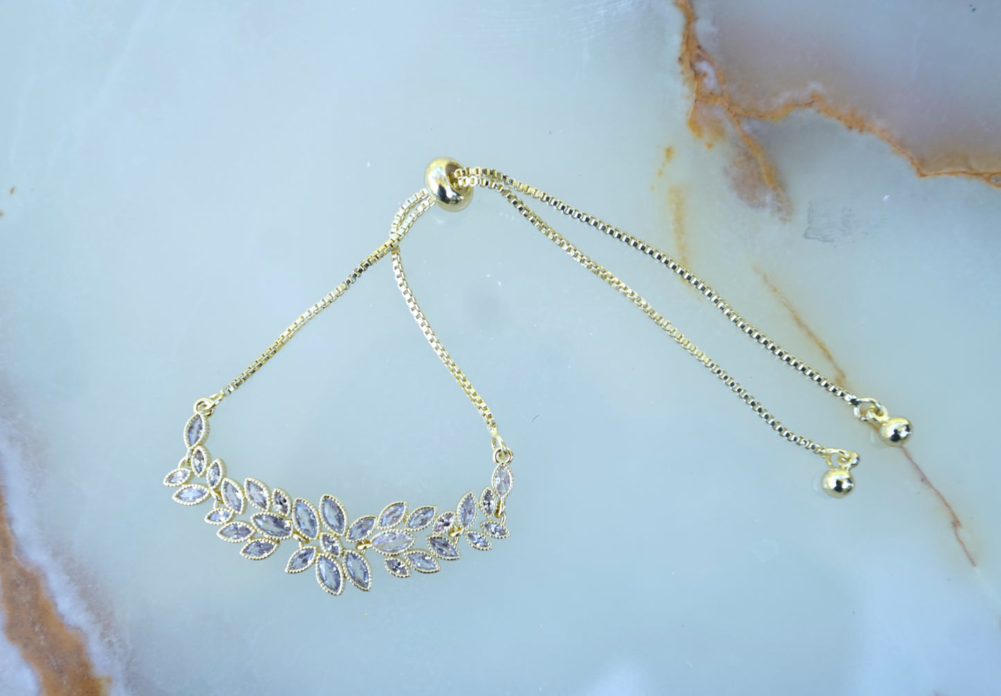 Exquisite Leaf Marquise Zircon Adjustable Bracelet