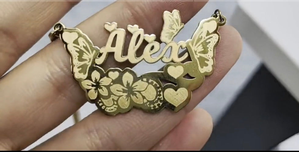 Custom Butterfly Name Necklace – Personalized Gold Name Pendant for Her