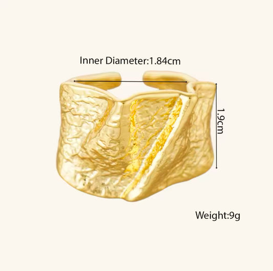 Elegant 18k Gold-Plated Stainless Steel Open Ring - Waterproof & Fade-Resistant