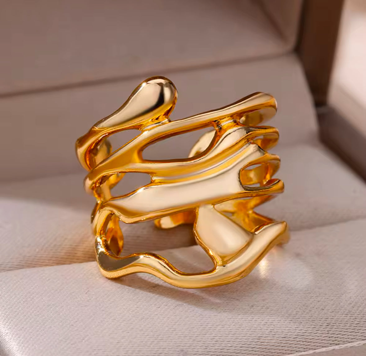 Elegant Hollow Wide Open Stainless Steel Ring For Women