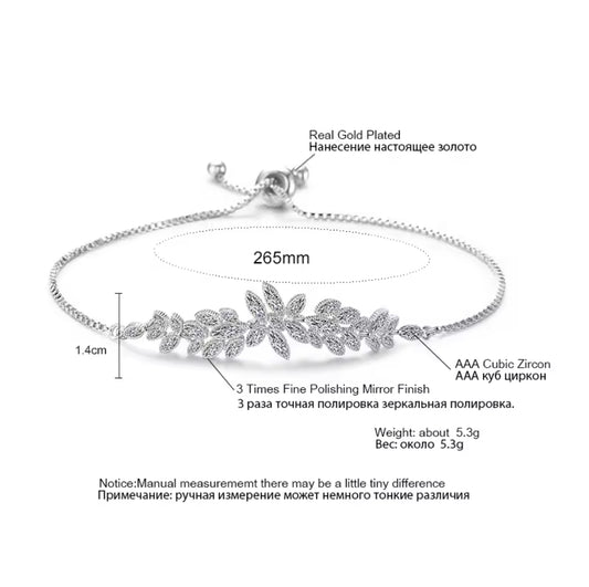 Exquisite Leaf Marquise Zircon Adjustable Bracelet