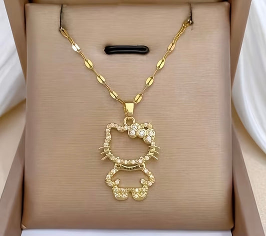 Elegant Gold Kitty Pendant Necklace – Cute Minimal Cat Jewelry for Women