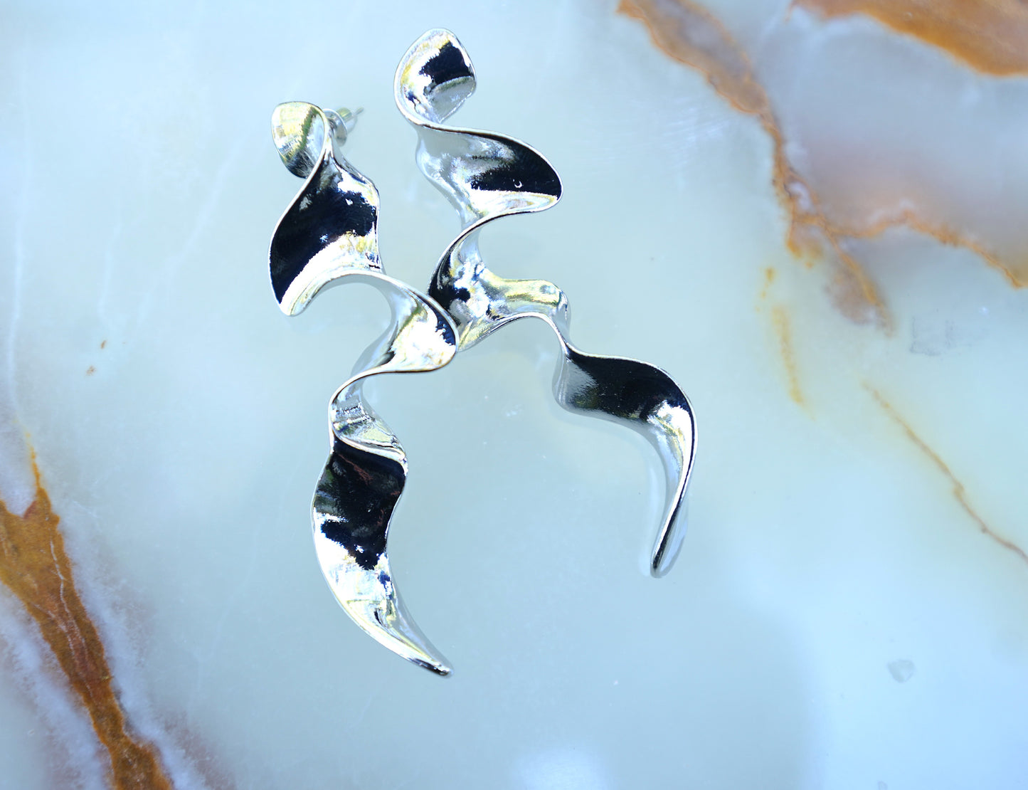 Vintage Punk Irregular Metal Twisted Long Drop Earrings