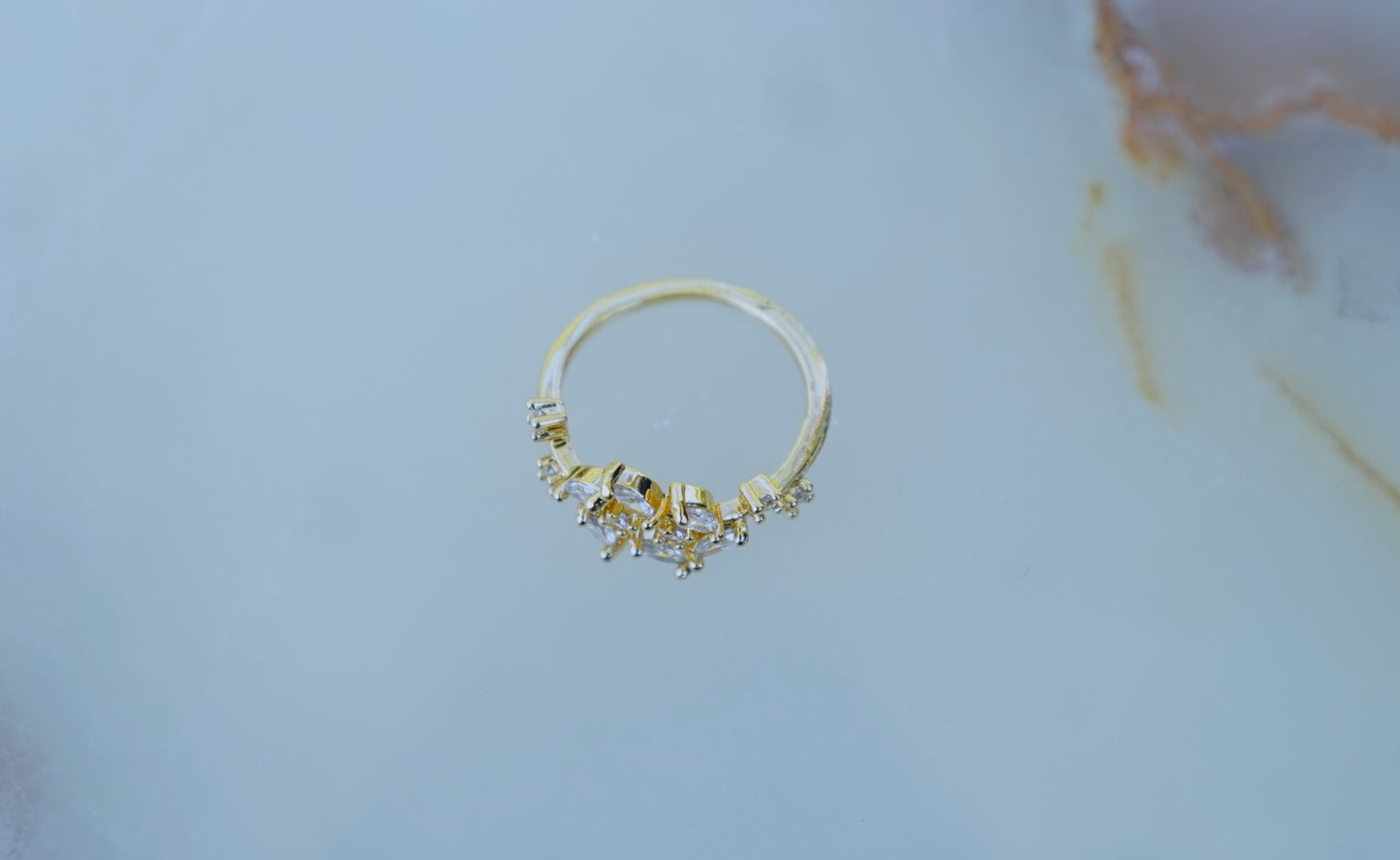 Elegant Zircon Leaves Open Rings - Aesthetic Gold Stainless Steel Jewelry