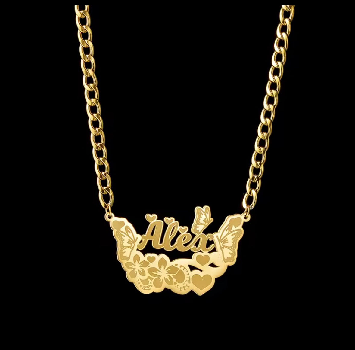Custom Butterfly Name Necklace – Personalized Gold Name Pendant for Her